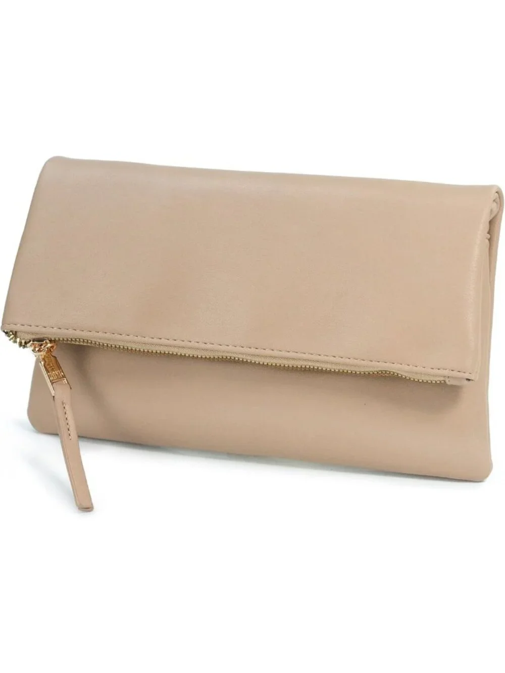 Chic Vegan Leather Foldover Clutch Crossbody Bag with Chain Strap for Women
